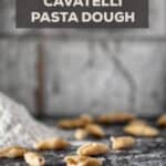 A Pinterest photo of whole wheat cavatelli pasta dough.