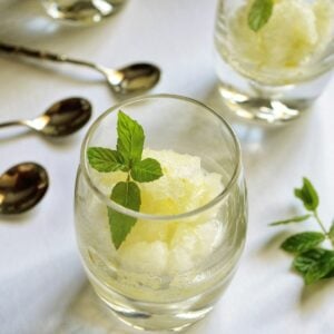 Italian lemon ice in a glass.