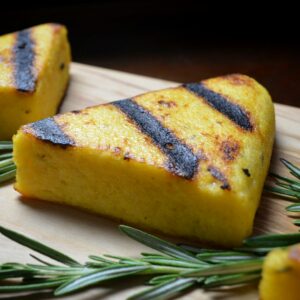Grilled polenta with rosemary.