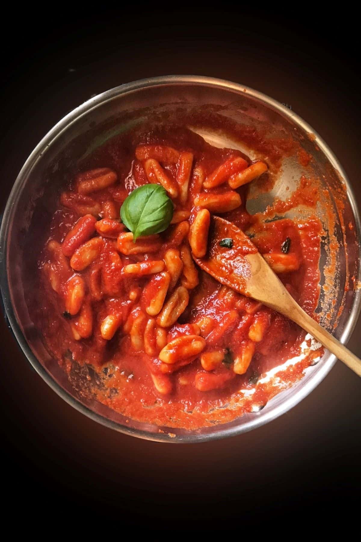 Cavatelli pasta with tomato sauce.