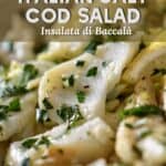 A Pinterest pin of Italian salt cod salad with parsley.