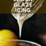 Lemon glaze dripping down a whisk.
