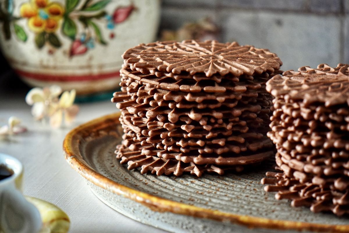 Pizzelle on a platter.