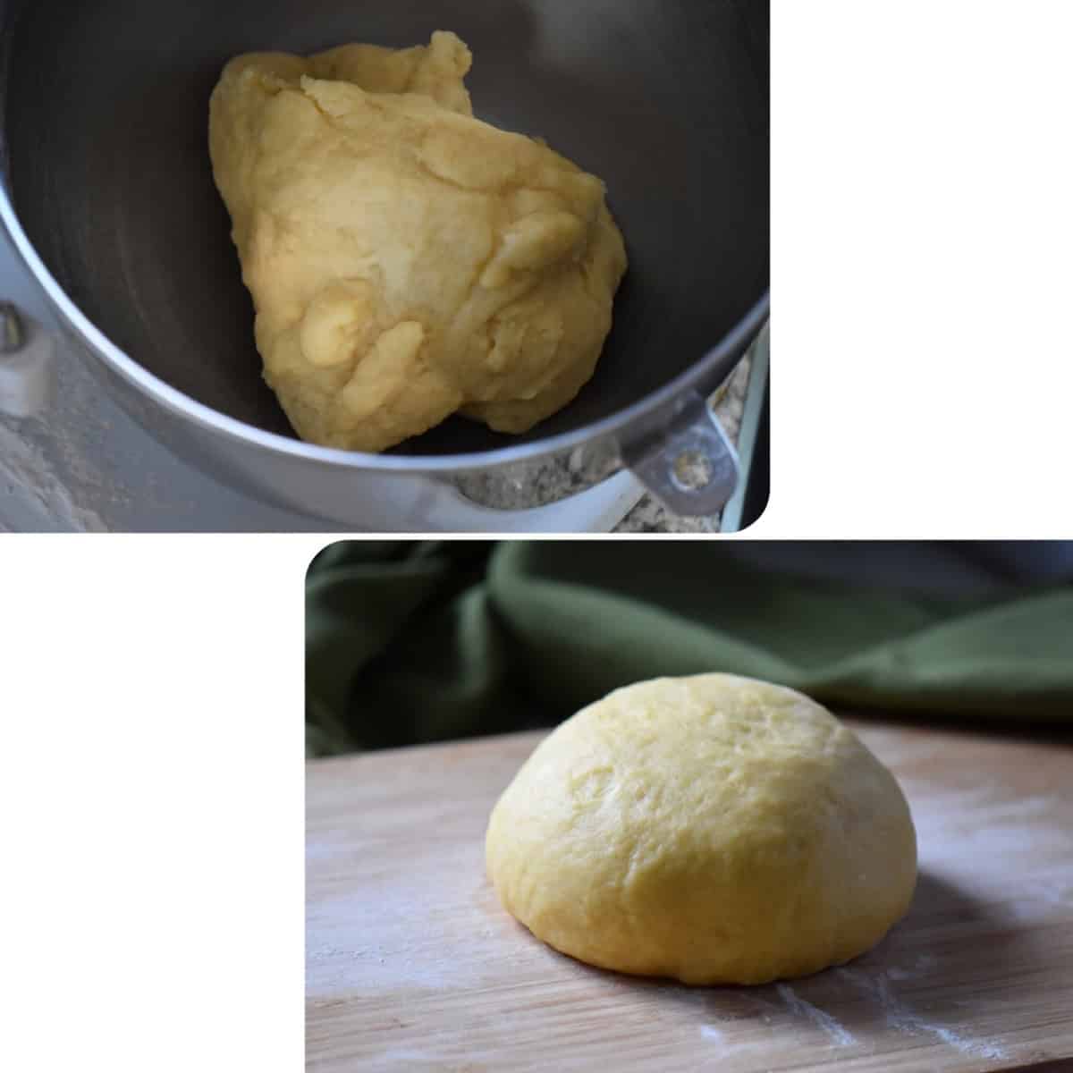 A photo collage of the dough to make Italian Christmas cookies.